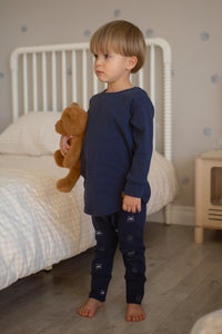 Marine blue with polar bear print evolutive pants