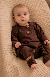 Evolutive chocolate brown onesie (Imperfects)