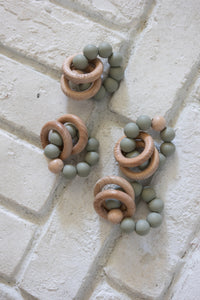 Sage wooden and silicone teething ring