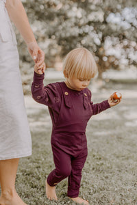 Eggplant evolutive sweater with owl pattern 