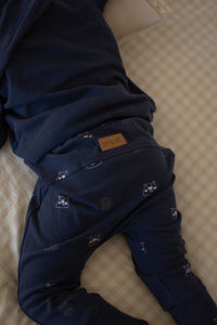 Marine blue with polar bear print evolutive pants