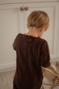 Evolutive chocolate brown onesie (Imperfects)