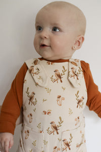 Beige with birds print evolutive overall