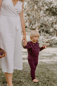 Eggplant evolutive sweater with owl pattern 