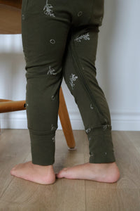 Green with olive branch print evolutive overall