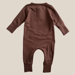 Evolutive chocolate brown onesie (Imperfects)