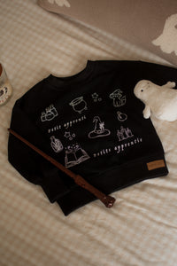 Little wizard black evolutive crewneck