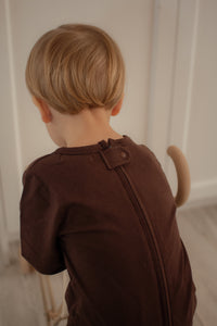 Evolutive chocolate brown onesie (Imperfects)