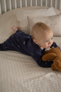 Marine blue with polar bear print evolutive onesie 