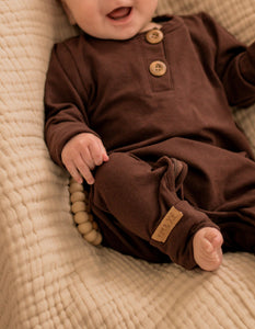 Evolutive chocolate brown onesie (Imperfects)