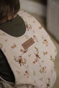 Beige with birds print evolutive overall