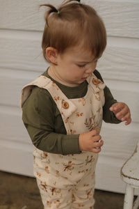 Beige with birds print evolutive overall