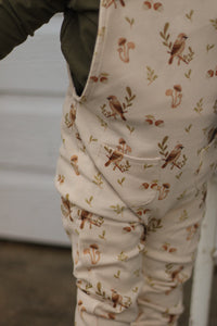 Beige with birds print evolutive overall