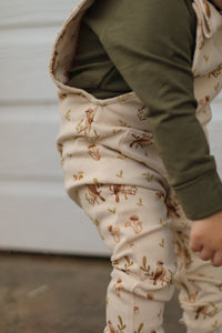 Beige with birds print evolutive overall