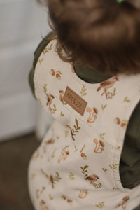 Beige with birds print evolutive overall