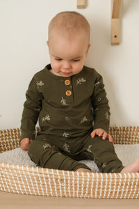 Onesie évolutif vert avec motifs branches d'olivier