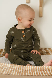 Onesie évolutif vert avec motifs branches d'olivier