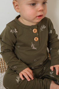 Onesie évolutif vert avec motifs branches d'olivier