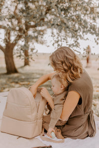 Beige diaper bag